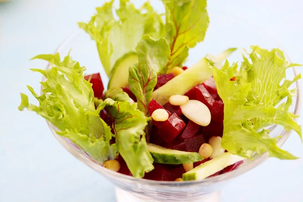 Portion Salad Beetroot Pine Nuts — Stock Photo, Image