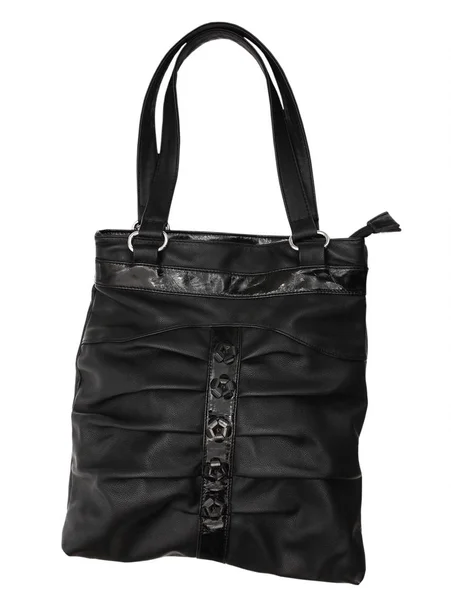 Black Leather Bag Isolated White — Stock Photo, Image