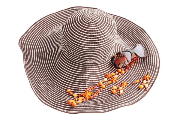 大きな帽子 ビーチ メガネ 装飾用 — ストック写真