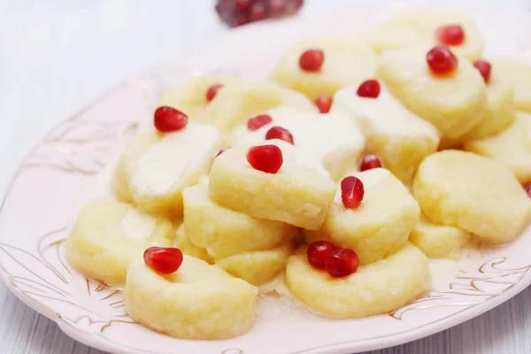 Faule Knödel Mit Hüttenkäse Gericht Ukrainisch — Stockfoto