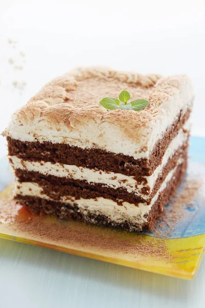 Schokoladenkuchen Mit Buttercreme Und Kakao — Stockfoto
