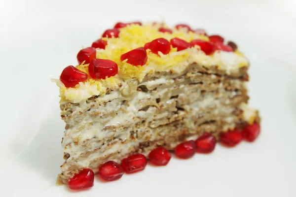 Gâteau Foie Avec Oeuf Mayonnaise Grenat — Photo