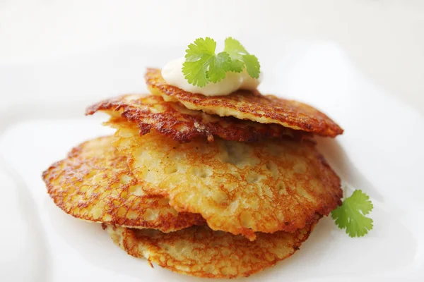 Potato Pancake Dranik Sauce Traditional Ukrainian Dish — Stock Photo, Image
