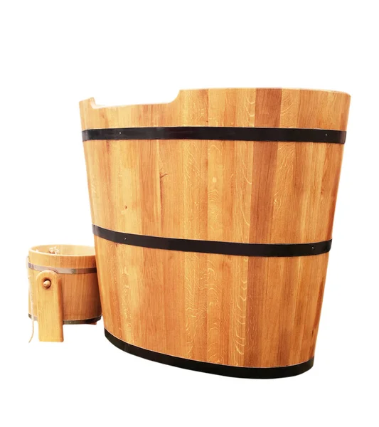 Wooden Bathtub Barrel Shape Western Style — Stock Photo, Image