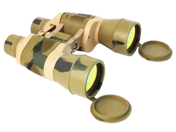 Green Military Binoculars White Background — Stock Photo, Image