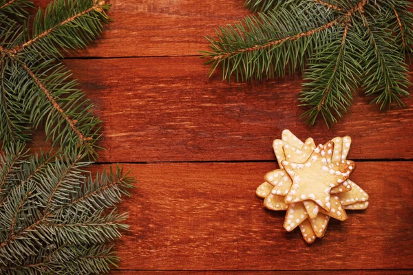 Χριστούγεννα Μελόψωμο Cookies Σχήμα Ενός Άστρου — Φωτογραφία Αρχείου