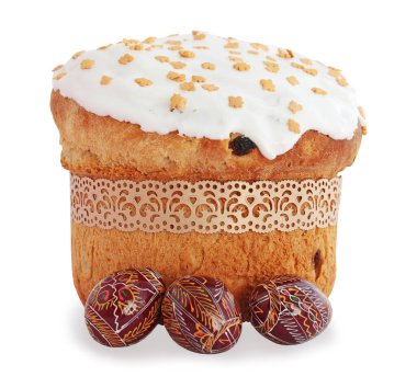 sepet ve ahşap yumurta Paskalya kek