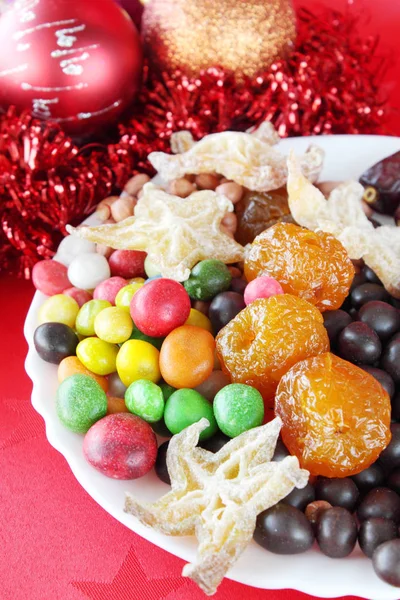 New Year Sweetnesses Plate Still Life — Stock Photo, Image