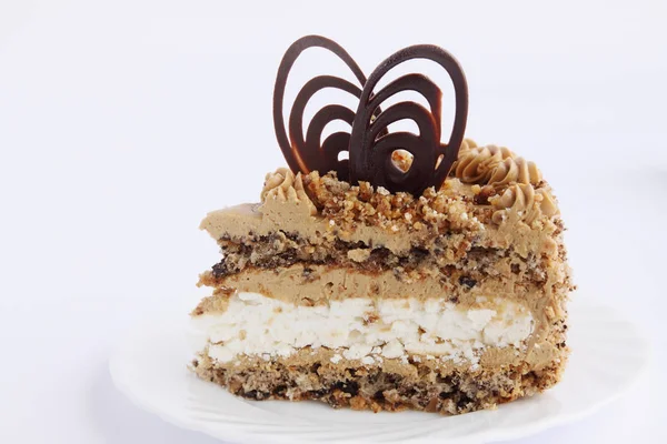 Torta Noci Con Crema Cioccolato Meringa — Foto Stock