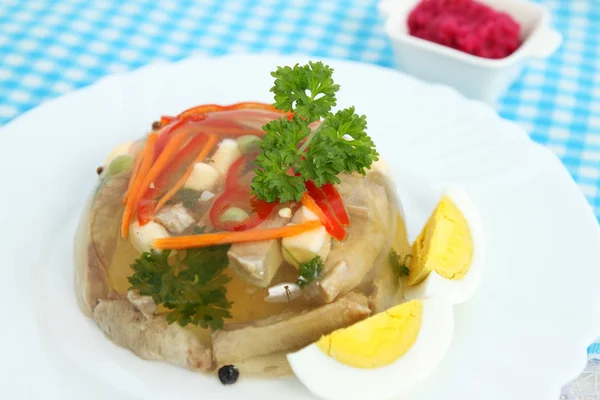 Jellied Beef Tongue Horseradish Vegetables — Stock Photo, Image