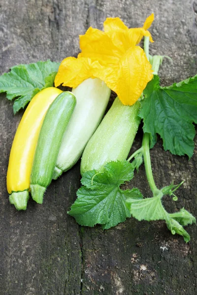 Still Life Zucchini Old Wooden Board — Stock Photo, Image