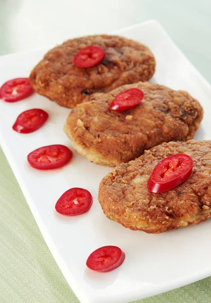 Costolette Fritte Con Pepe Peperoncini — Foto Stock