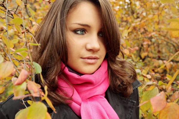 Güz Parkında Güzel Bir Genç Kadının Portresi — Stok fotoğraf