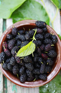 Seramik bir kapta sulu dut