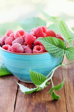 Bir kase taze büyük sulu ahududu