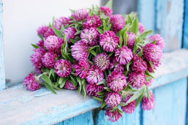 Beautiful bouquet of wild flowers clover clipart