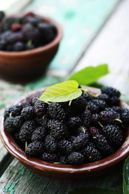 Seramik bir kapta sulu dut