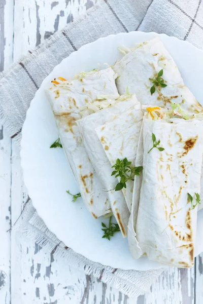 Salada Pão Pita Prato — Fotografia de Stock