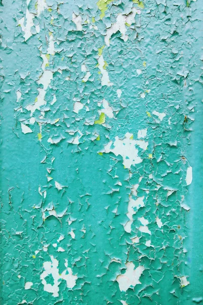 Oude Metalen Oppervlak Geschilderd Turquoise Cracky — Stockfoto
