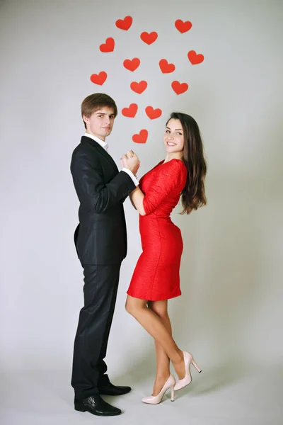 Unga Vackra Par Kärlek Hålla Händer — Stockfoto