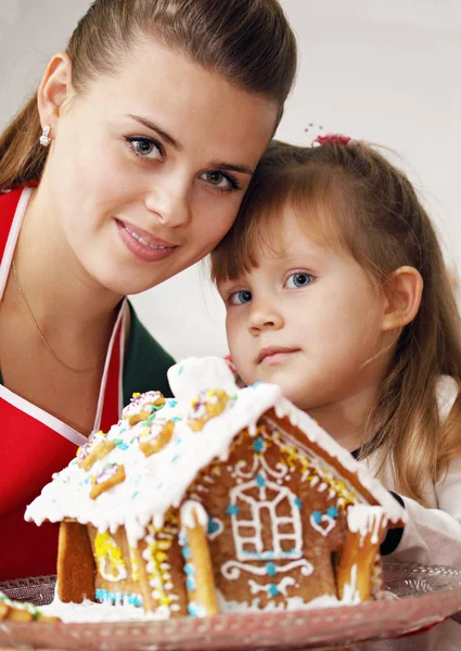 Close Portrait Mother Daughter Ginger House — Stock Photo, Image