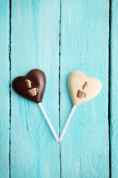 Dulces Chocolate Palo Forma Corazón — Foto de Stock