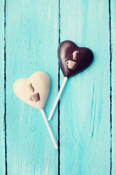 Doces Chocolate Pau Forma Coração — Fotografia de Stock