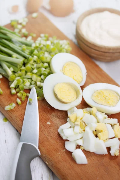 Trossen Van Ramson Gekookte Eieren Voor Lente Salade — Stockfoto