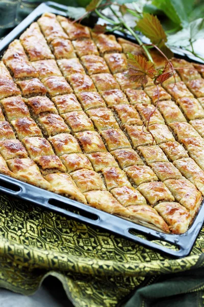 Dolci Orientali Baklava Ripiena Noci Miele — Foto Stock