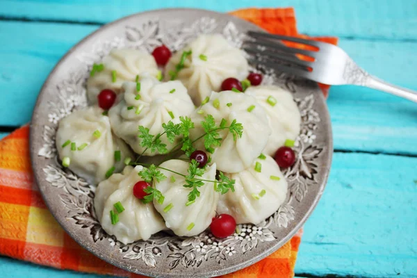 Armenian Cuisine Khinkali Cranberries Parsley — Stock Photo, Image