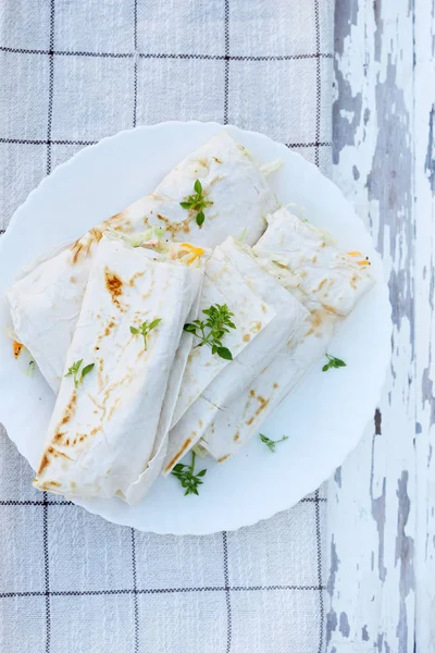 Salada Pão Pita Prato — Fotografia de Stock