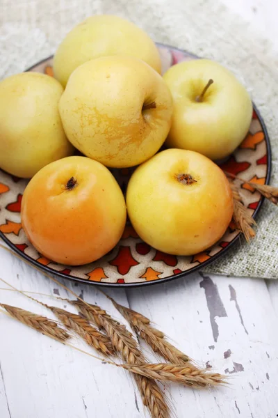 Maçãs Conserva Barril Com Espiguetas Centeio — Fotografia de Stock