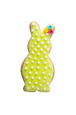 Beyaz arka plan üzerinde izole Paskalya tavşanı kurabiye