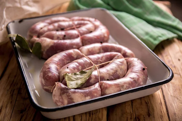 Salsiccia Maiale Pepe Fatta Casa Cruda Cibo Pasquale — Foto Stock