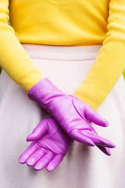 Beaux Gants Fuchsia Élégants Pour Femmes Vue Arrière — Photo