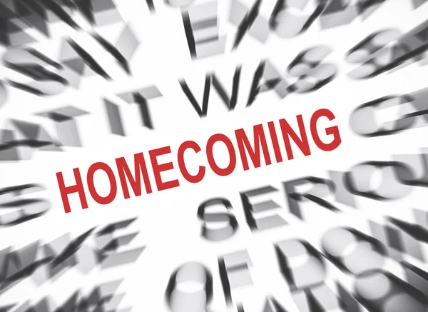 Texto Azulado Com Foco Homecoming — Fotografia de Stock