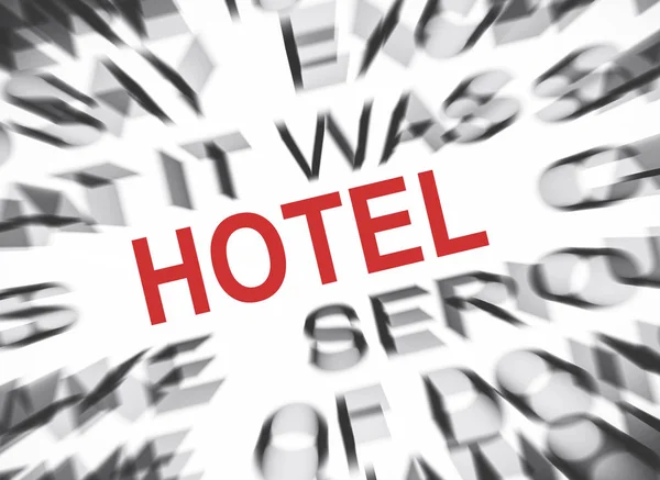 Blured Tekst Met Focus Hotel — Stockfoto