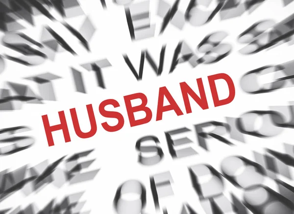 Texto Azulado Com Foco Husband — Fotografia de Stock