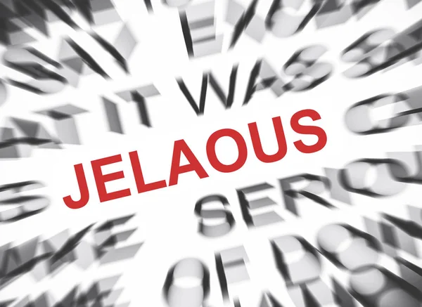 专注于 Jelaous 的模糊文本 — 图库照片