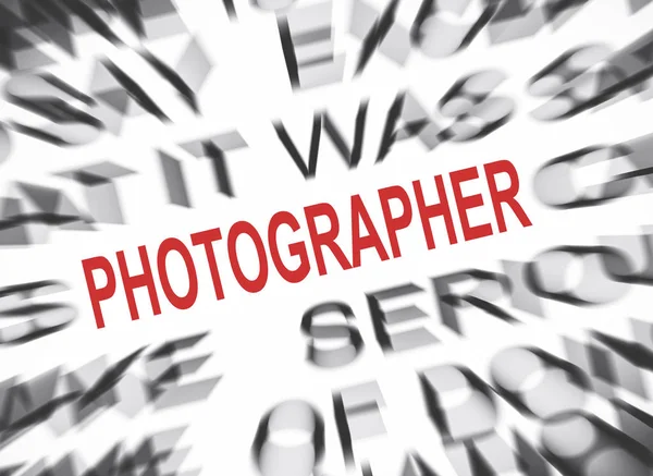 Blauer Text Mit Fokus Auf Fotograf — Stockfoto