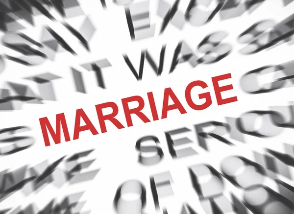 Blauer Text Mit Fokus Auf Die Ehe — Stockfoto