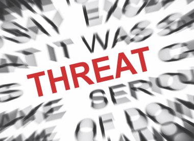 blured tekst met focus op bedreiging