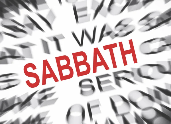 Texto Azulado Com Foco Sabbath — Fotografia de Stock