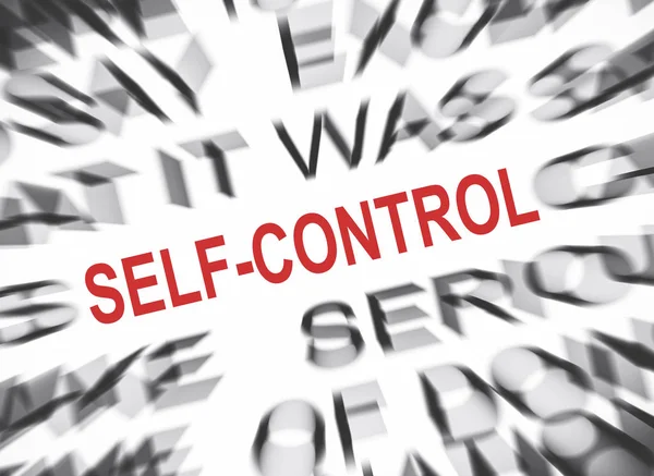 Blauer Text Mit Fokus Auf Selbstkontrolle — Stockfoto
