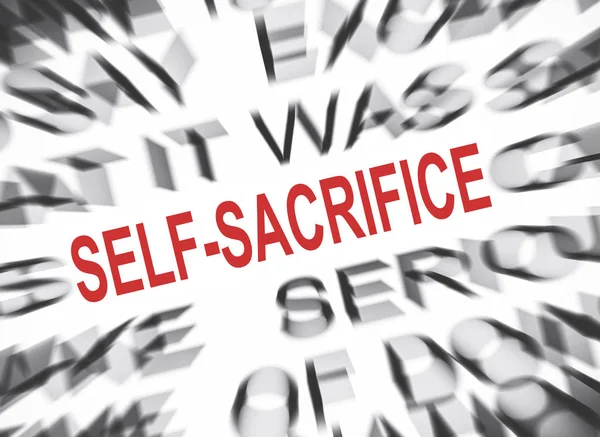 Texto Azulado Com Foco Self Sacrifice — Fotografia de Stock