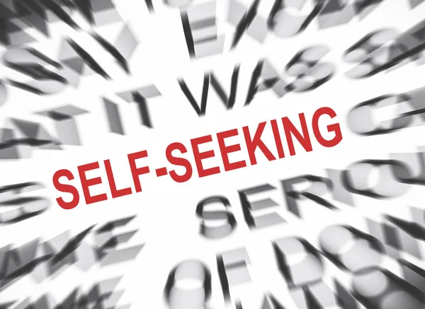 Блакитний Текст Фокусом Self Seeking — стокове фото