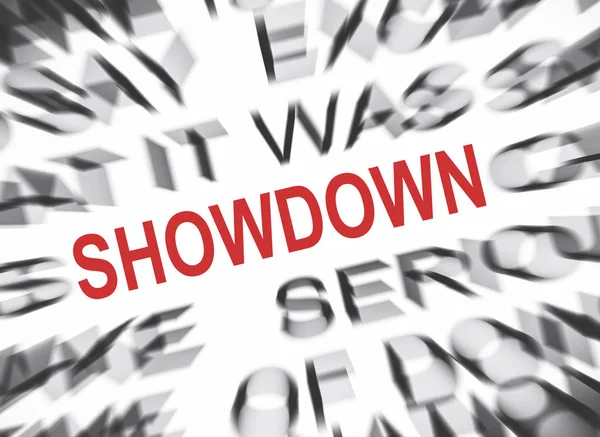 Blauer Text Mit Fokus Auf Showdown — Stockfoto