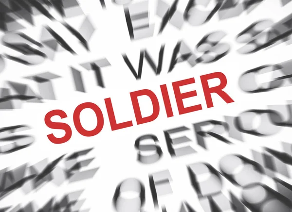 Texto Desenfocado Con Enfoque Soldier —  Fotos de Stock