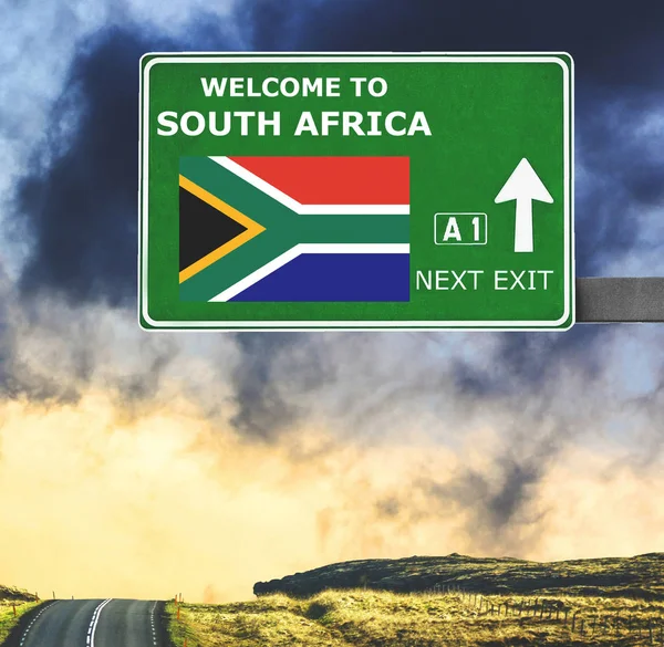 South Africa road sign against clear blue sky