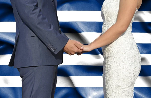 Esposo Esposa Tomados Mano Fotografía Conceptual Del Matrimonio Grecia — Foto de Stock